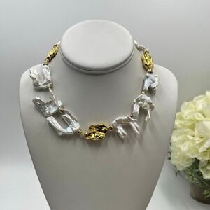 Lizzie Fortunato Designer‎ Runway White Sands Large Keshi Pearl Necklace